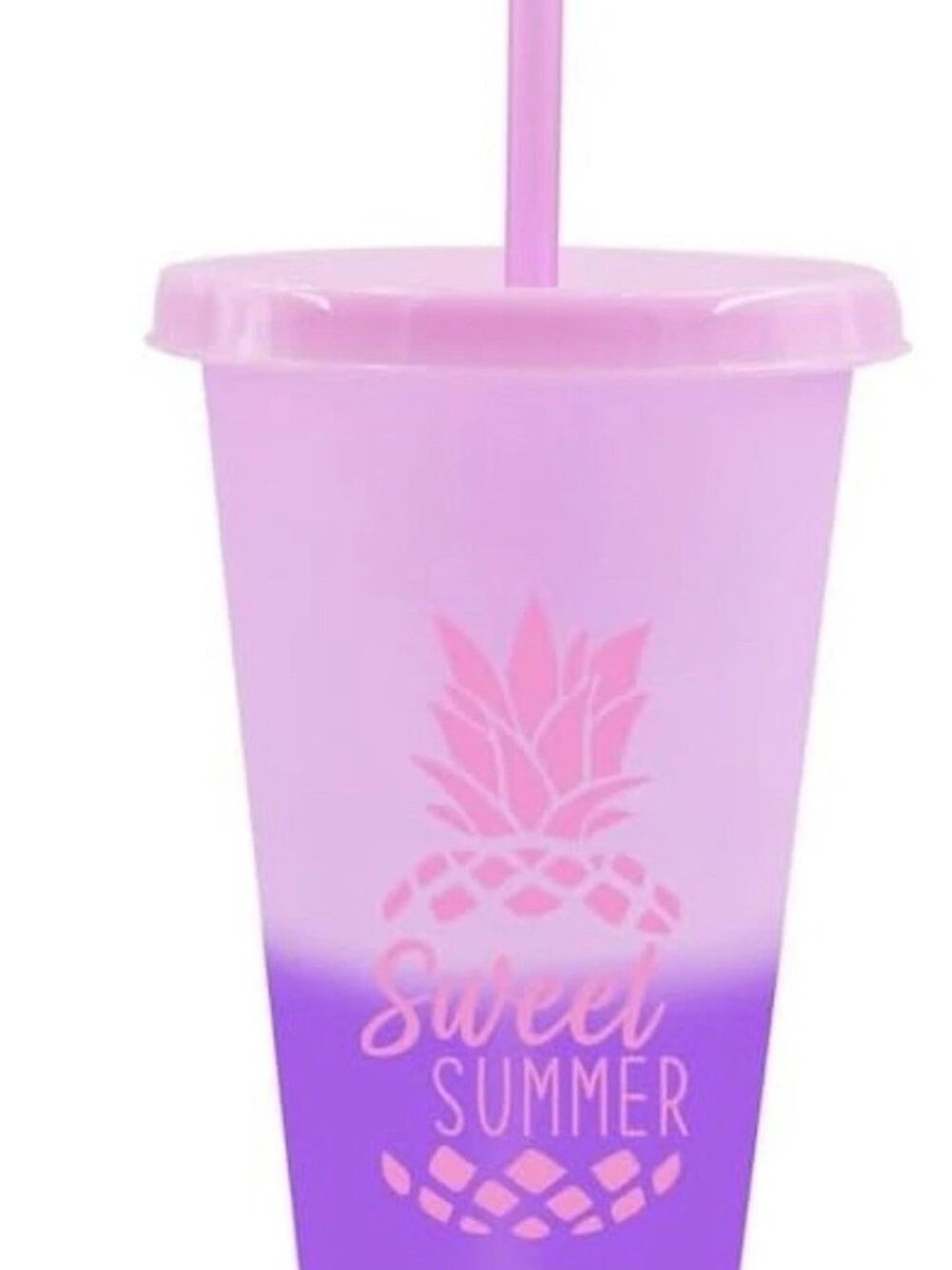 Purple Color Changing Tumbler with Lid and Straw
